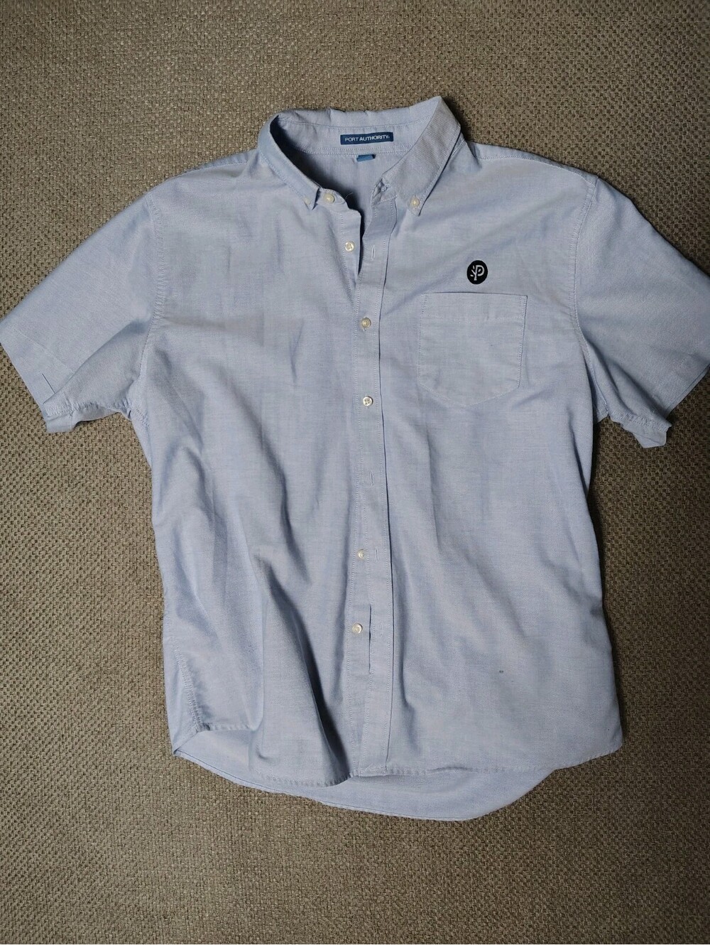 Port Authority Dress Shirt Men XL Light Blue Oxford Short Sleeve Button Down P